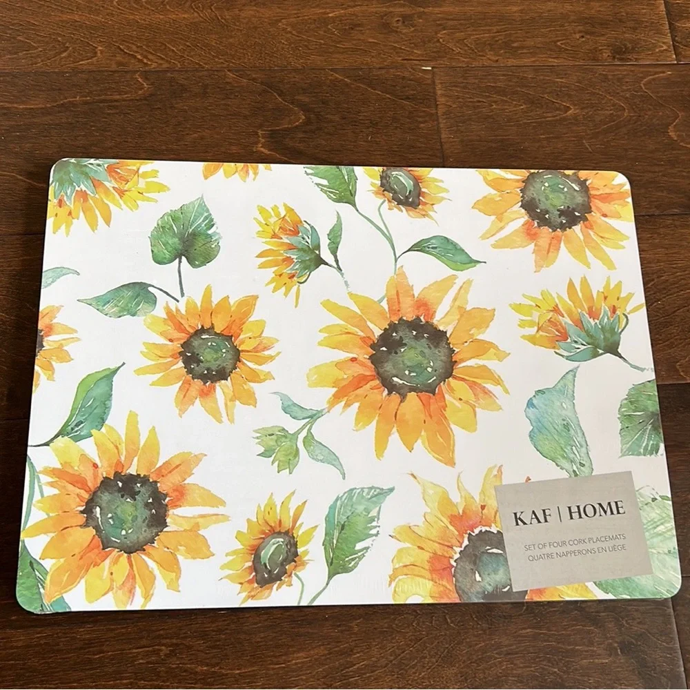 Beautiful Sunflower print Cork Placemats set of 4 New